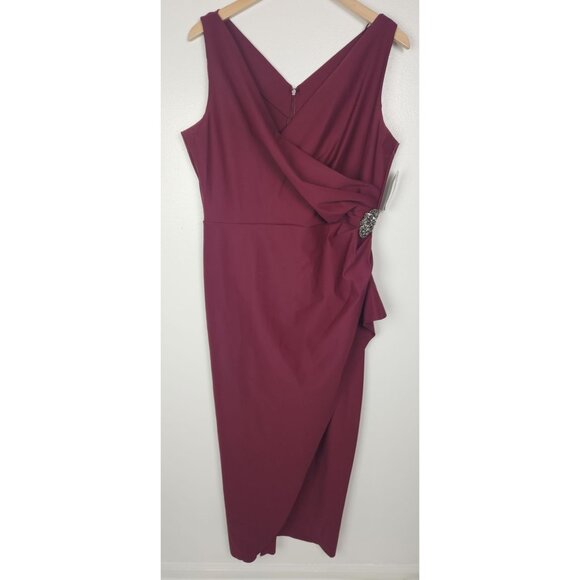 Alex Evenings Dresses & Skirts - Alex Evenings Women's Sz. 16P Slimming Long Side Ruched Dress Wine NWT